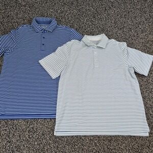 Vineyard Vines Jim Nantz Polo Lot of 2 Mens Large Blue Striped Pima Cotton Blend